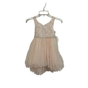 American Princess Girls Size 6 Pink Ruffle Sleeveless Dress Blush Pink & Gold